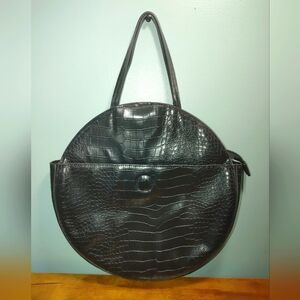 XIIX Black Croc-Embossed Women's Bag